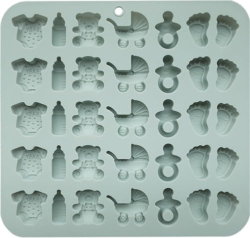 Miniatura 2 de Molde de silicona para baby shower con botella de chupete para bebé, huella de bebé, molde de carro de oso para pastel de chocolate, dulces,