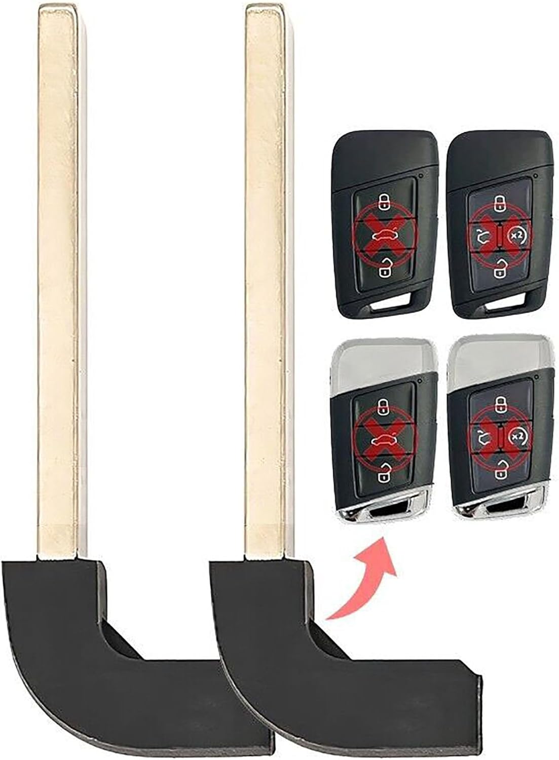 2X New Replacement Key Fob Remote Uncut Insert Blade Compatible with & Fit for Volkswagen - MPN KR5FS14-T-04