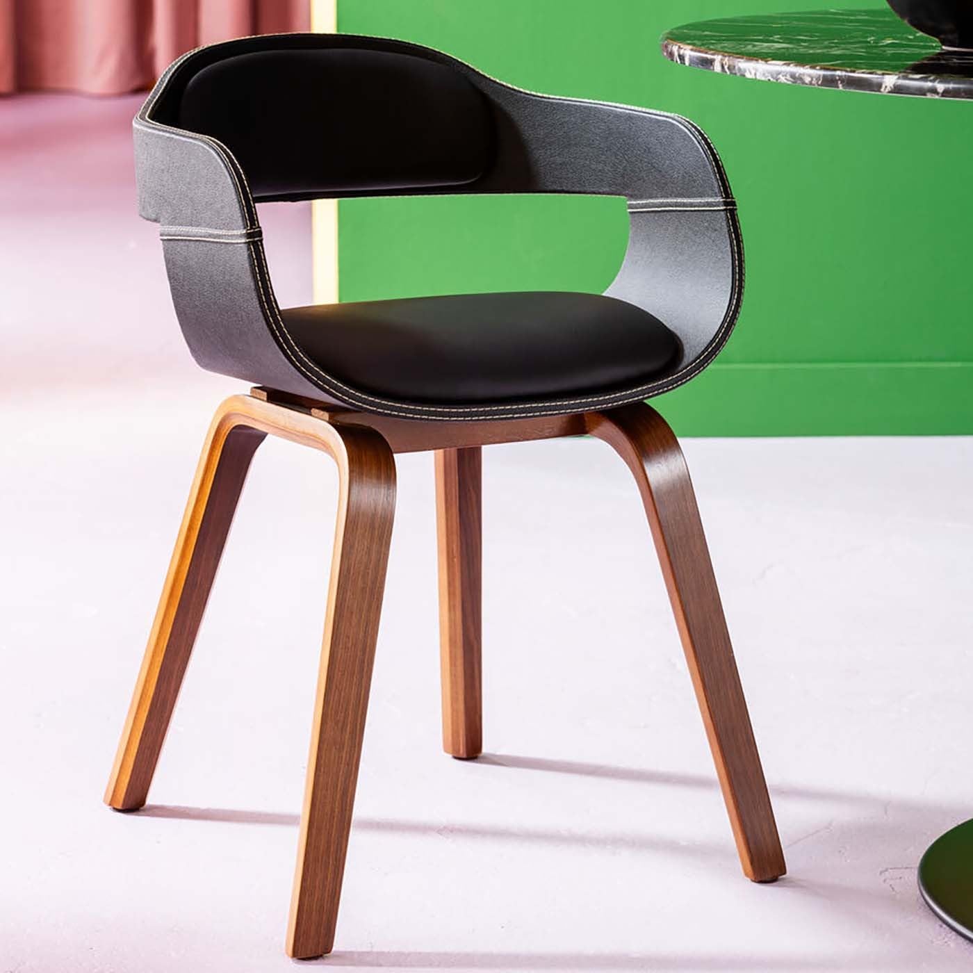 Kare Design Sedia Con Braccioli Costa, Marrone/Nero, 71X51X52Cm, Altezza Piano Seduta 50Cm, Altezza Braccioli 67Cm, Similcuoio, Sedia Sala Da Pranzo, Sedia Ufficio, Stile Retró, Design Elegante