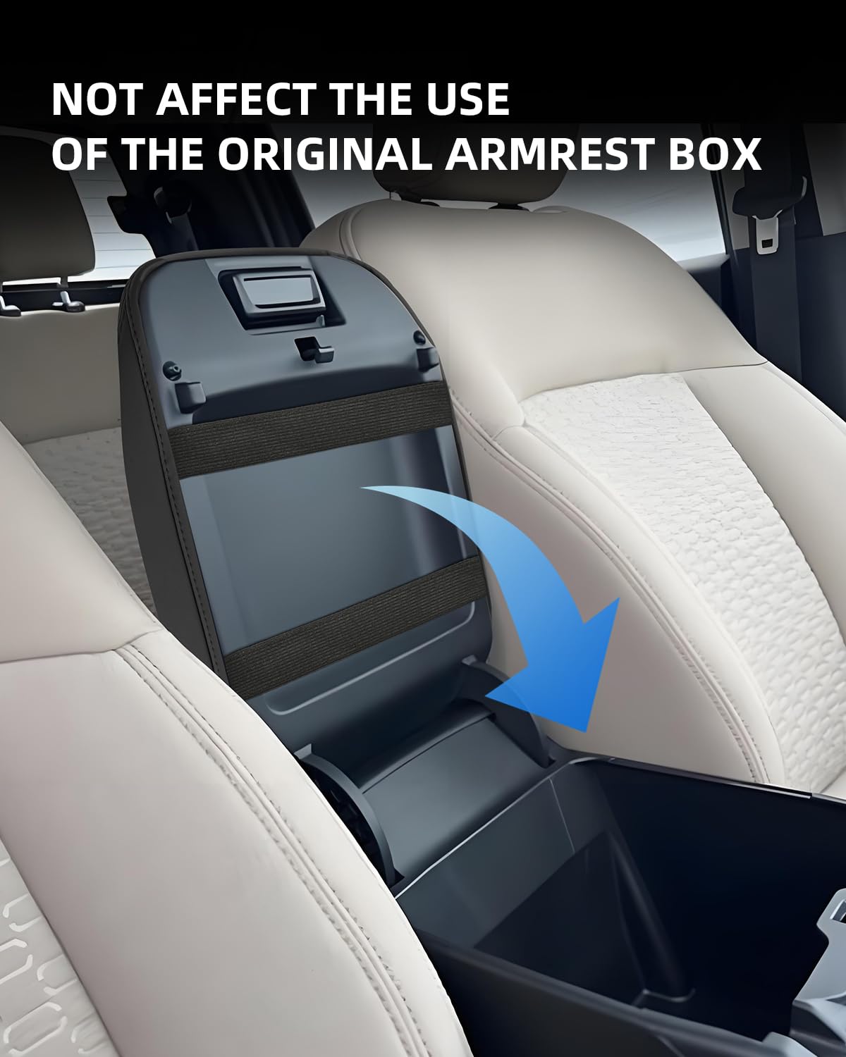 Armlehnenabdeckung für Ford Ranger T9 2025 2024 2023 (Elektronische Bremse), Mittelarmlehne Abdeckung aus PU-Leder, Ranger Raptor Wildtrak Zubehör zur Erhöhung der Armlehne, Schwarz