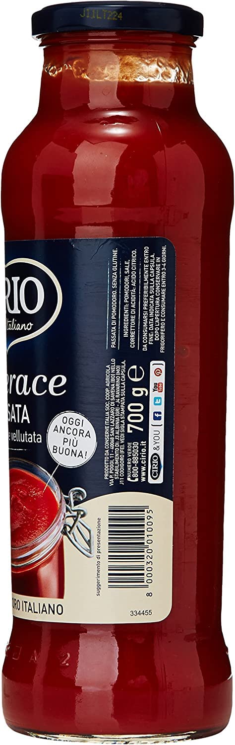 Cirio Passata Verace Tomatenpassata 12x700g cremig mild 100% italienische Tomaten Vorratspack für Saucen Pizza Pasta + Italian Gourmet polpa