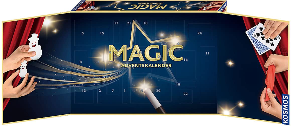KOSMOS MAGIC Zauber Adventskalender 2021, Spannende Zaubertricks, Zauber-Utensilien für die Adventszeit, Spielzeug-Adventskalender zum Zaubern für Kinder ab 8 Jahre, Zauberkasten, Weihnachten, Magier