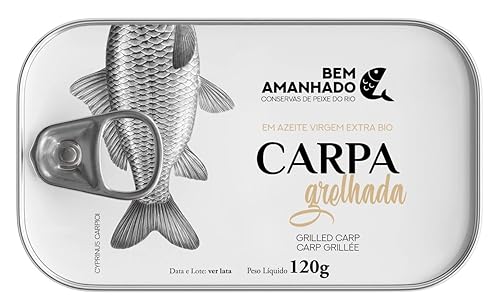 Bem Amanhado - Pescado gourmet de agua dulce enlatado - Carpa a la parrilla en aceite biológico virgen extra - 4.23 oz / 120 gr (paquete de 3 latas)