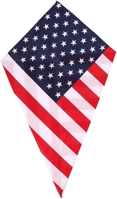 USA Flag Stars and Stripes Flag Paisley Bandana Independence Day 4th July Head Scarf Headbands Handkerchief Cowboy Cotton Bib Party Face Covering Headwear Mens Womens Unisex