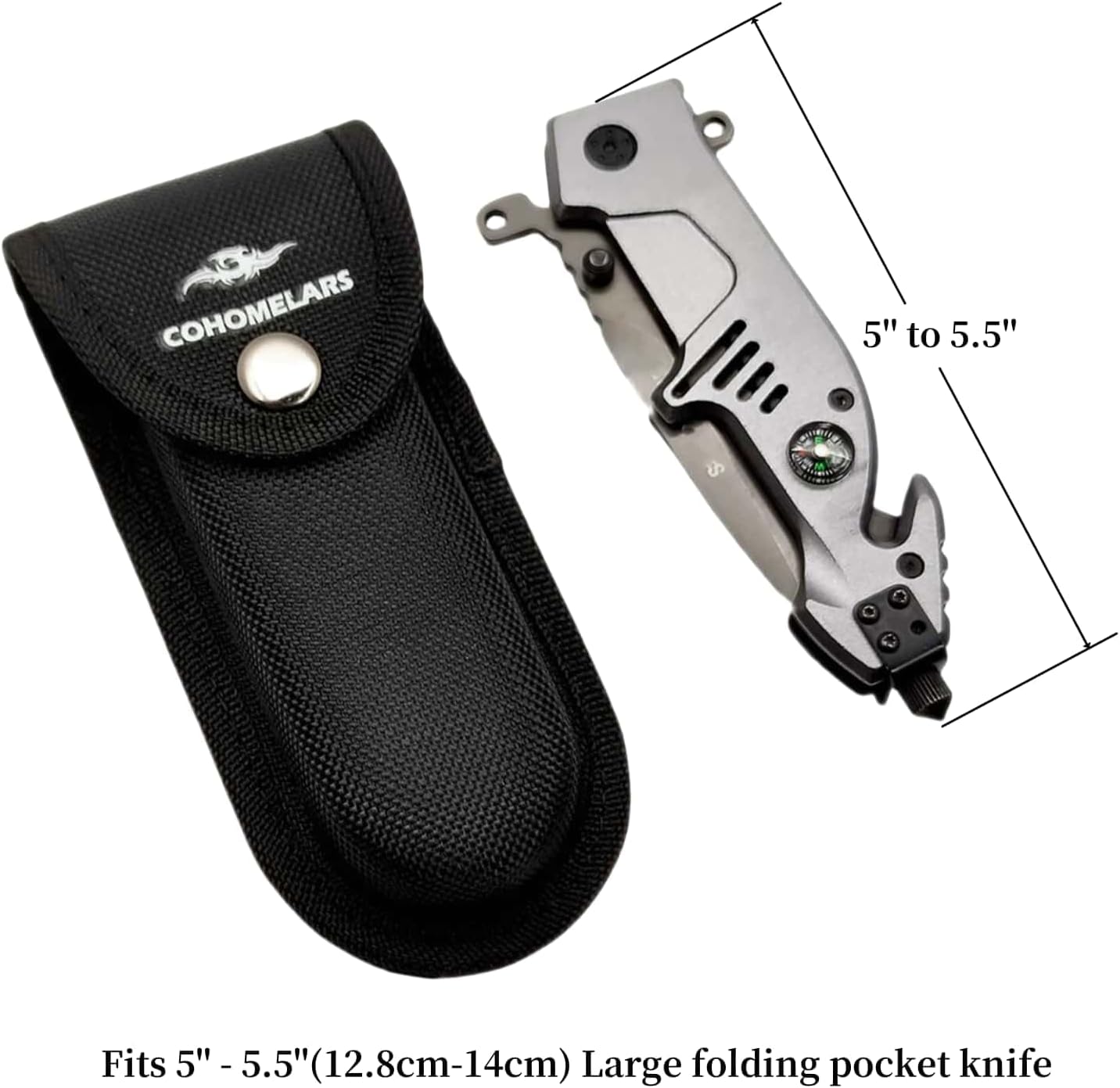 Multitool Belt Sheath for Leatherman, Gerber - Nylon Knife Pouch for Folding Knife - Snap Closure Knife Holder with Horizontally or Vertically Carry Belt Loop