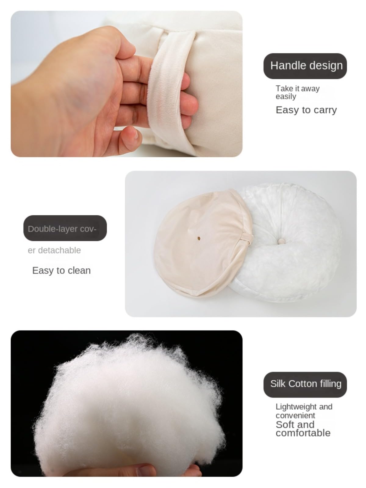 Cojines para Sentarse en el Suelo, PU Leather Round Floor Cushion