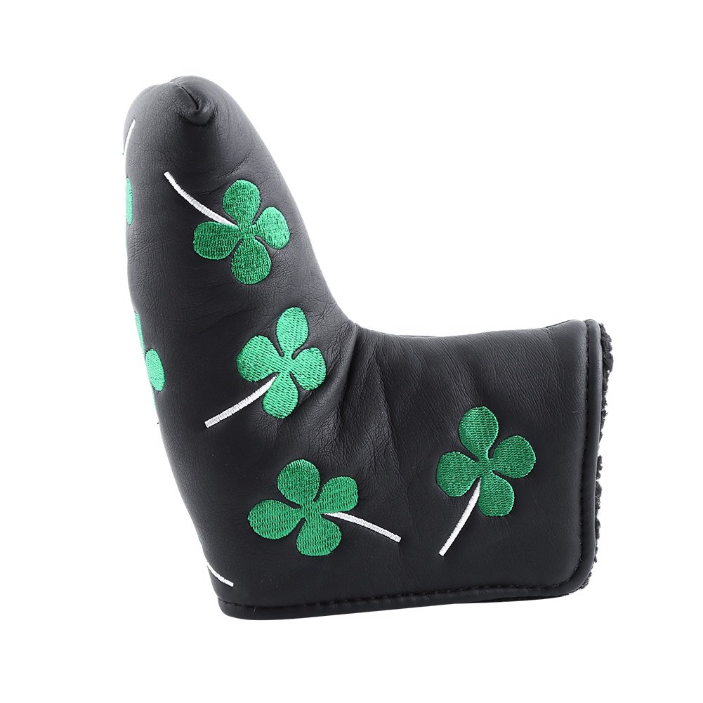 Nikou Putter Cover Clover Golf Headcover Blade Cover, Pu Four Leaf Accessorio per attività(Nero)