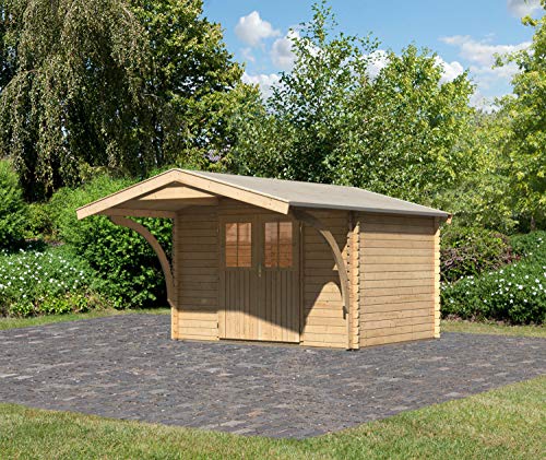 Preisvergleich Produktbild KARIBU. Blockbohlenhaus Buxtehude 3 inkl Vordach 180 cm