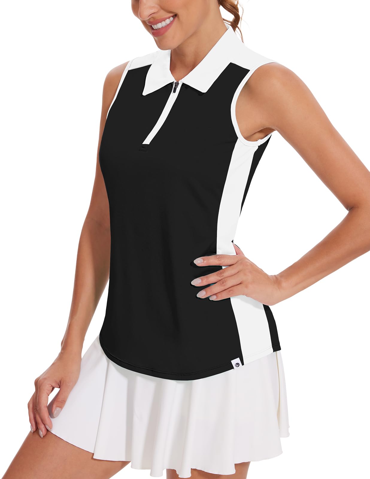 Soneven Womens Sleeveless Golf Shirt Moisture Wicking Athletic Golf Tank Top Printed Polo Tennis Shirts (XS-3XL)