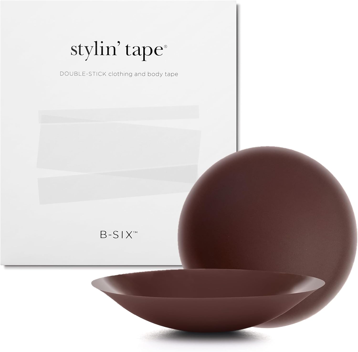 Nippies Adhesive Nipple Covers and Stylin' Tape Set - 1 Pair of Reusable Matte Covers Espresso Size 1 & 32 Double-Sided Adhesive Strips, Comfortable, Invisible Under Clothes, Travel Box Included