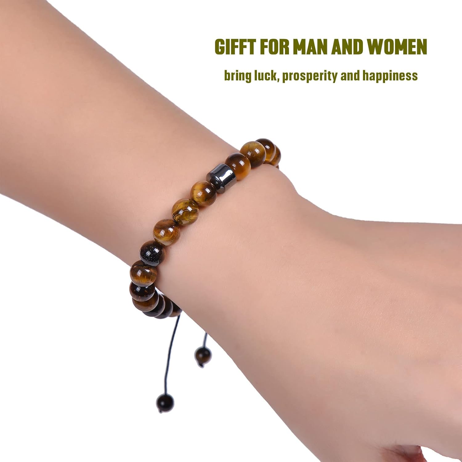 OAHERAS Protection Crystal Bracelet Spiritual Healing for Men and Women - Natural Yellow Tiger Eye 8mm Stone Bead Energy Crystal Bracelet - Mens Women beaded bracelets - Bring Good Luck and Happiness