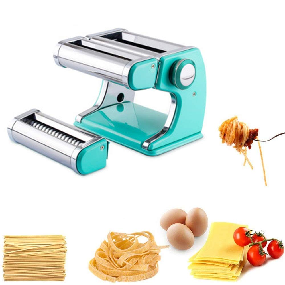Máquina para Hacer Pasta Delicada, cortadores, Fabricante de Fideos con 2 Cuchillas, 7 ajustes de Espesor Ajustable, Fabricante de Fideos Manual