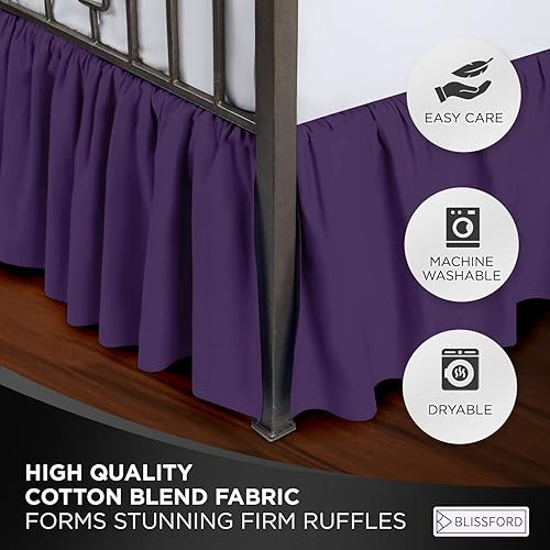 Miniatura 5 de Falda de cama con volantes con esquinas divididas, tamaño King, falda de cama de 14pulgadas (disponible en 16 colores)