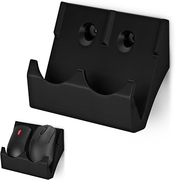 BRAINWAVZ Wall Mount Dual Mouse Holder Display Stand - Holds Gaming & Most Size Mice, Screw-in or Stick-On Mounting Options, Keeps Your Desk Clutter-Free