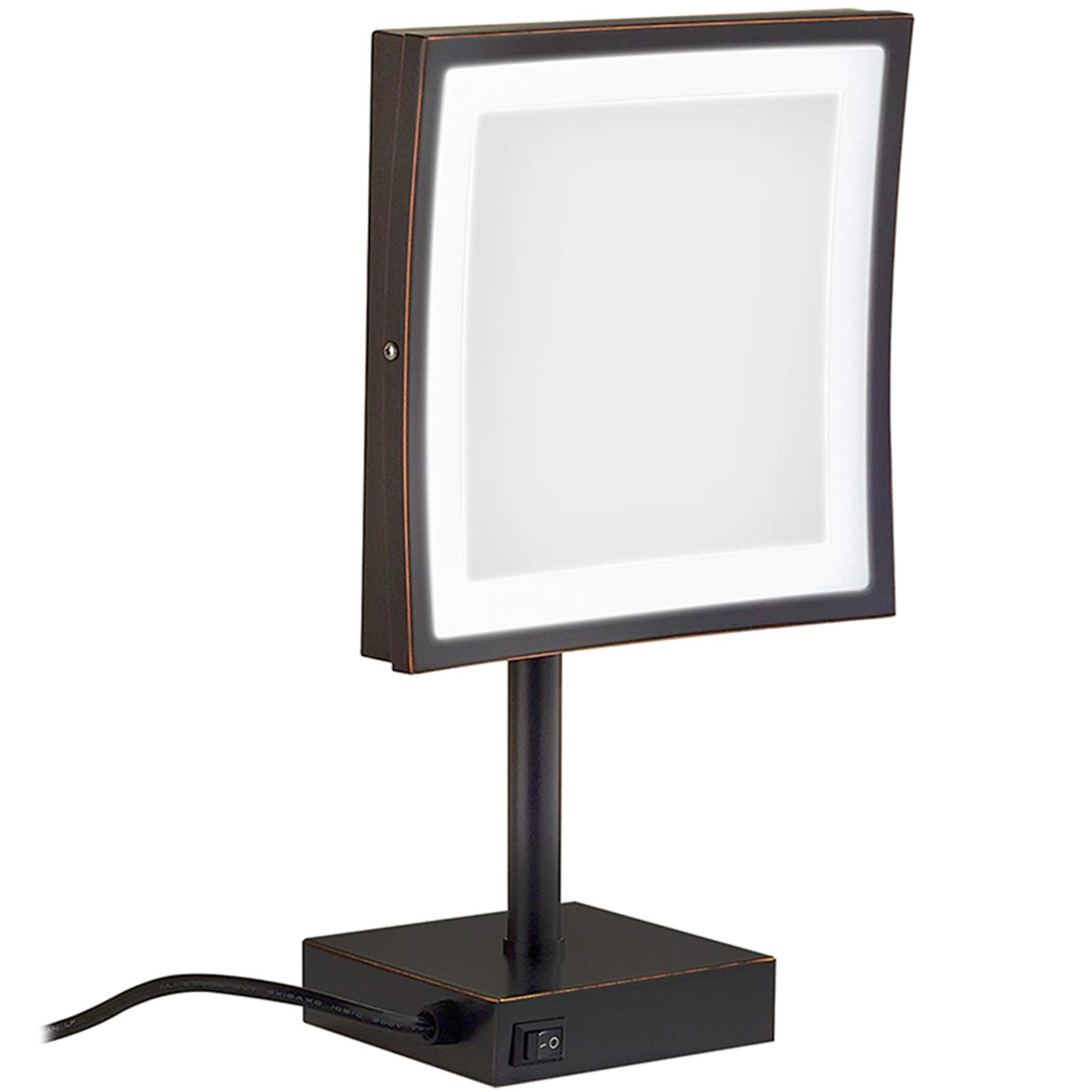 FDCC LED Makeup Mirror with Lights, 8 Inch Brass 3X Magnification Countertop Vanity Mirrors Illuminated Cosmetic Mirror with Switch and Plug