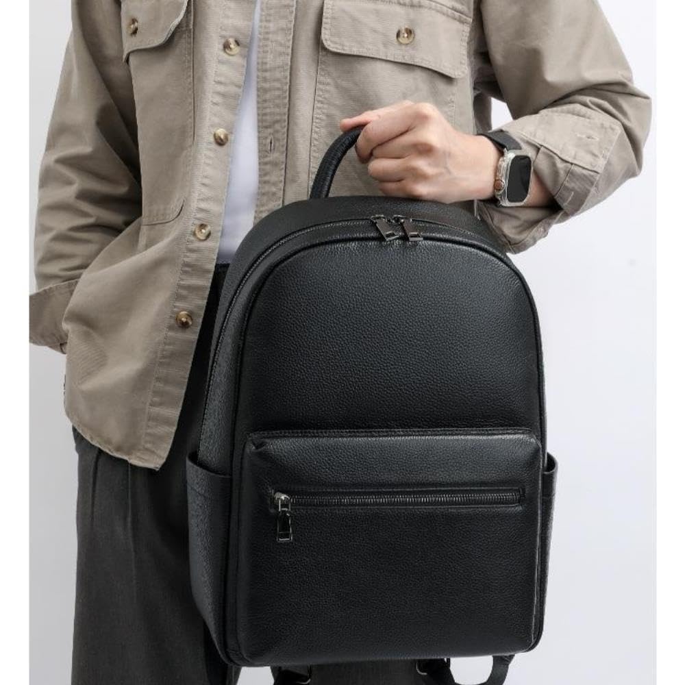 Sac à Dos en Cuir for Homme, Ordinateur Portable 15 Pouces, Sangle incurvée