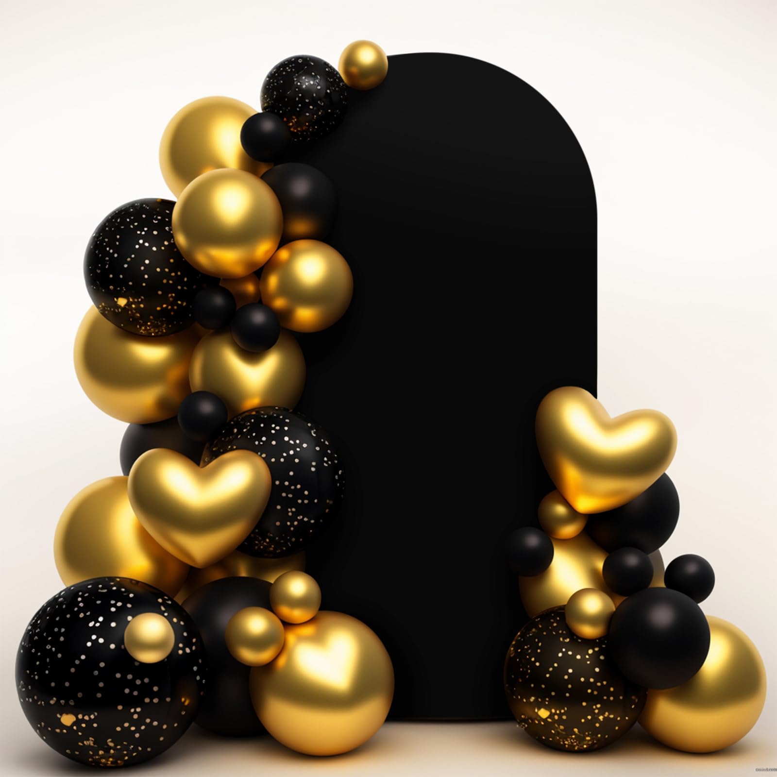 LEBENGURU Upgraded 7.2FT Wedding Arch Cover, Black Spandex Fitted Arch Backdrop Cover, Round Top Chiara Stand Covers for Birthday Party Baby Shower