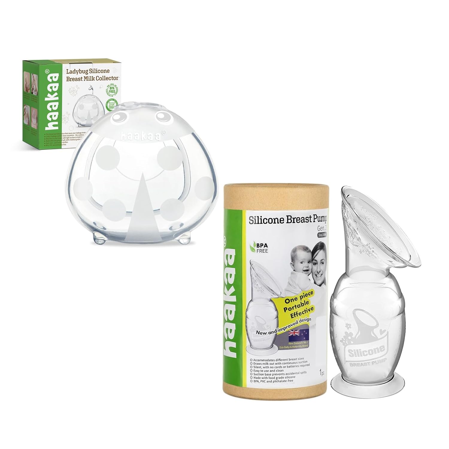 haakaa Ladybug Milk Collector (1.4oz/40ml,1pc) & haakaa Gen.2 Manual Breast Pump 150ml/5.4oz Combo