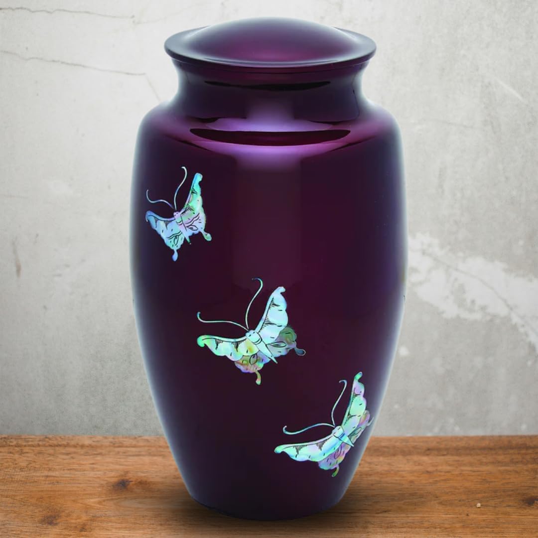 Butterfly Tranquility Adult Cremation Urn, Aluminum