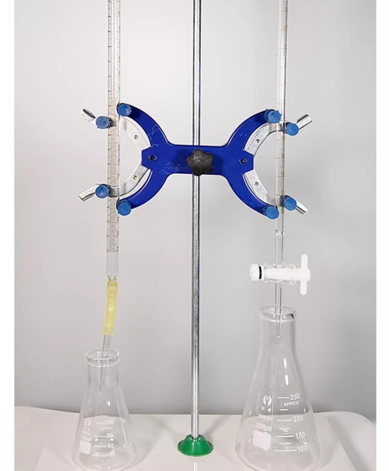 Burette en Verre Borosilicate Classe A- Capacité 100mL avec Graduations de 0,2mL et Tolérance - Robinet à Clé en Verre Lisse