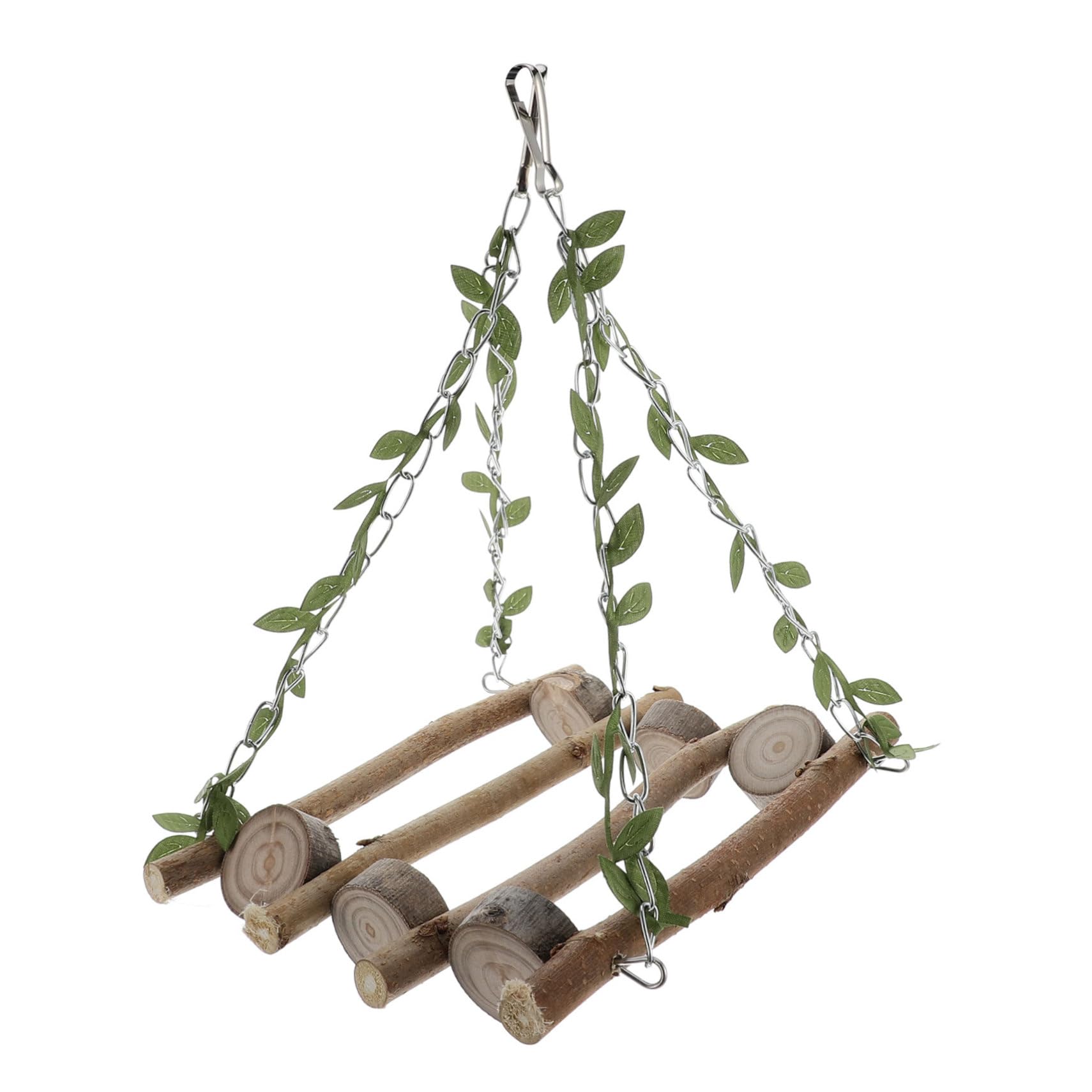 Sosoport 3pezzi Corda Per Uccelli Con Giocattolo Scala e Amaca Per Pappagalli Accessori Per Uccelli Da Gioco Legno Per Arrampicarsi e Dondolarsi