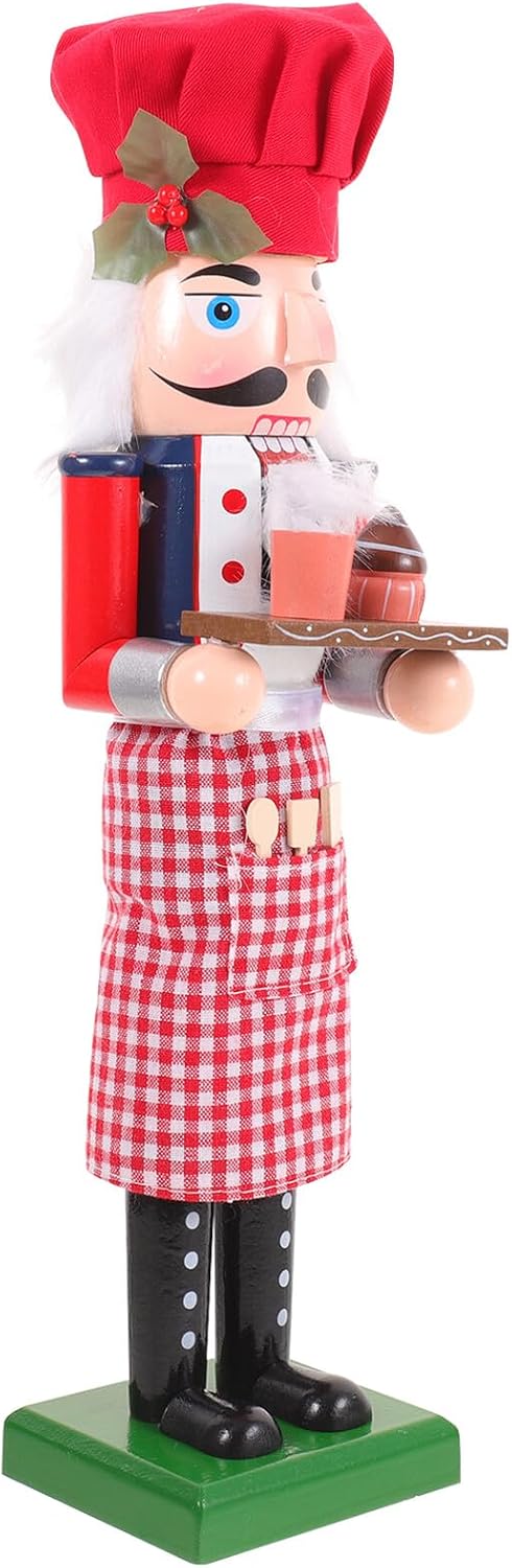 FRCOLOR Wooden Nutcracker Figurine Baker Soldier Decorative Holiday Desktop Nutcracker for Christmas Festival Table Display