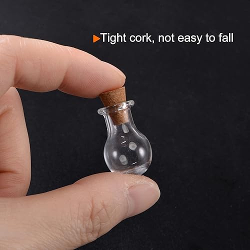 Miniatura 4 de HARFINGTON 20 mini botellas de vidrio con tapones de corcho, pequeños frascos de vidrio en forma de gota de agua, pequeños frascos de vidrio