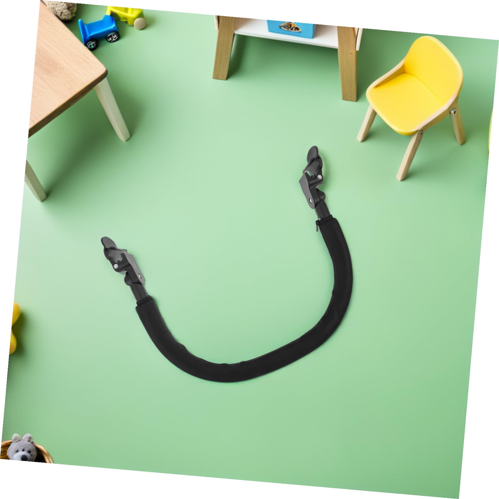Barre de Protection pour Poussette Bébé Angle Réglable et Matériau en Tissu Oxford Noir, Antidérapante, Balades en Extérieur