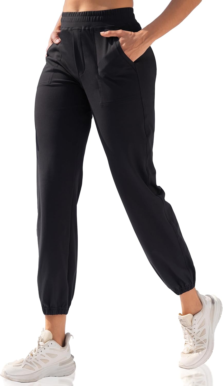VOOVEEYA Women's Cinched Leg Yoga Pants, Stretchy Ankle Sweatpants with Pockets Drawstring Joggers Golf Pants