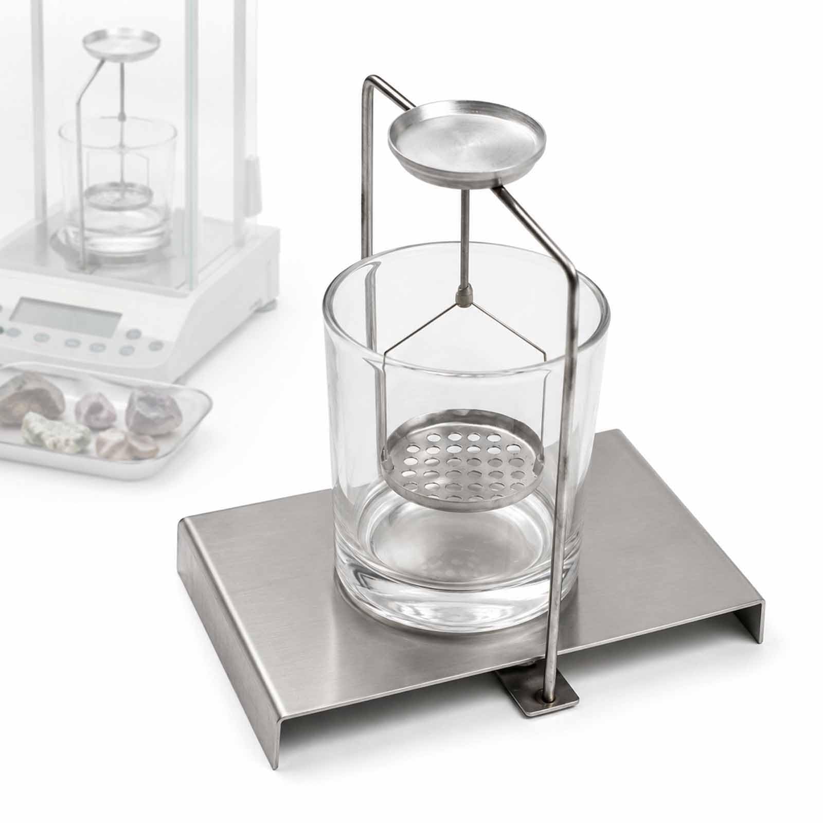 GCYXUC Density Specific Gravity Frame, Density Determination Kit, Hydrostatic Weighing Accessory With Beaker, Metal Stand And Base Tray For Gemstones, Solids, Liquids And Laboratory Testing