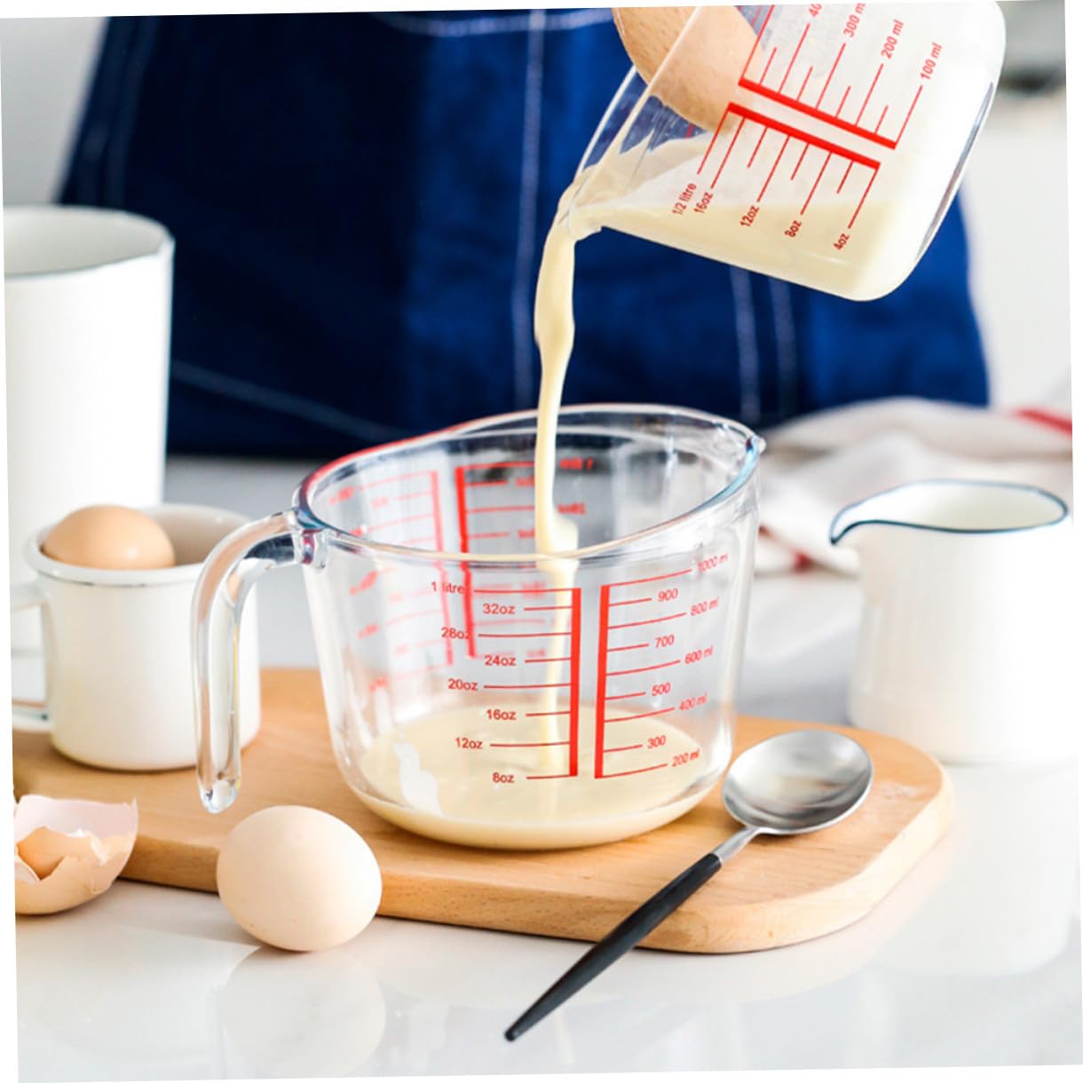 Messbecher aus Glas mit Ausguss Temperaturbeständig und Leicht Rundes Backwerkzeug für Heimgebrauch und Bäckereien 1 Stück