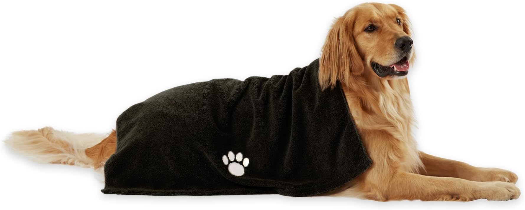 Bone Dry Pet Grooming Towel Collection Absorbent Microfiber X-Large, 41x23.5, Embroidered Black (Pack of 12)