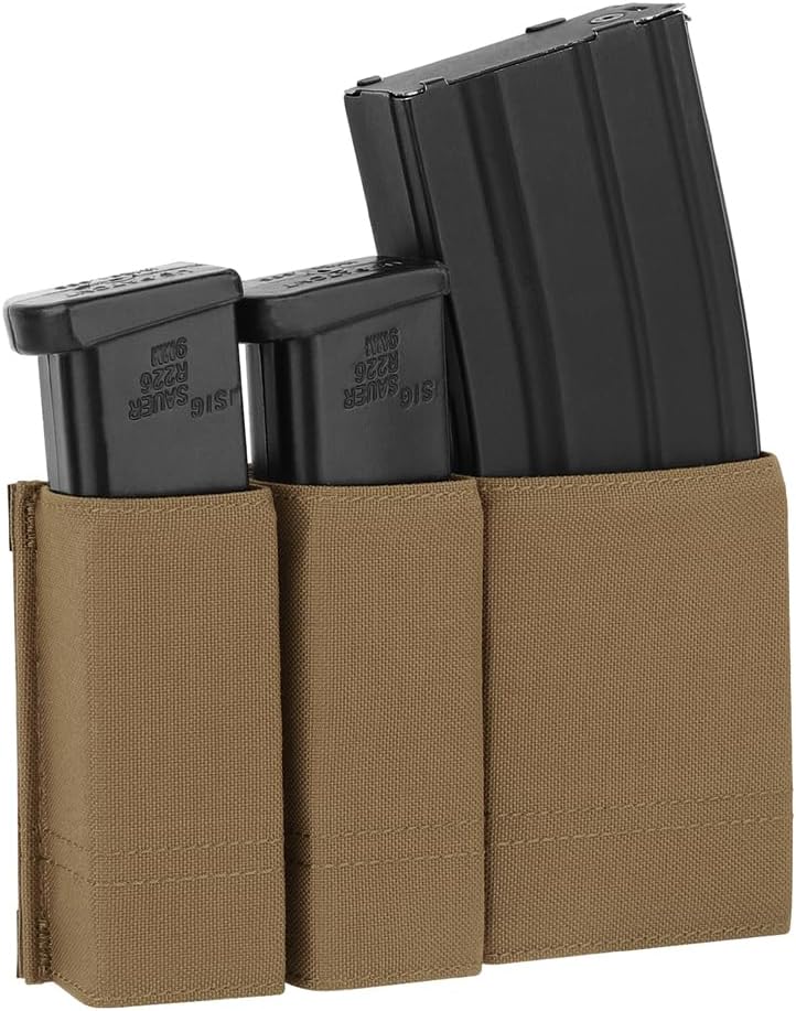 KRYDEX Molle Single 5.56mm Mag Pouch and Double 9mm .45 Pistol Magazine Pouch Combo