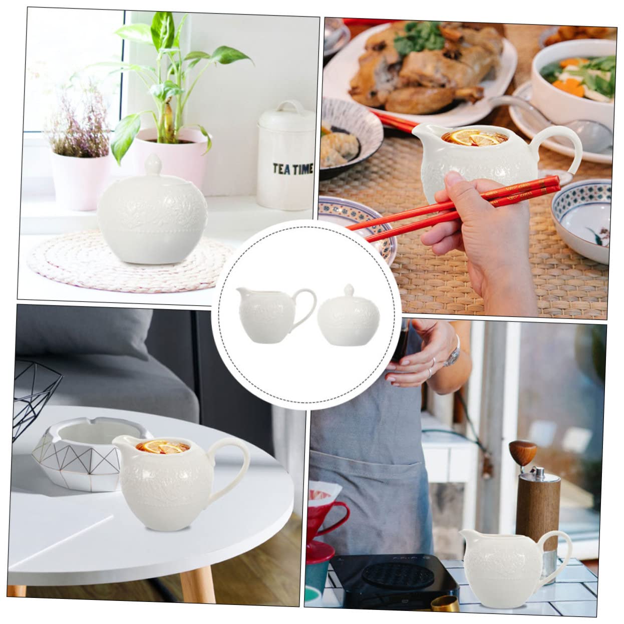 NOLITOY 2 Stück Keramik Milchkrug und Zuckerdose mit Elegantem Design Einfach zu Reinigen als Milk Jug für Küche und Kaffeezubereitung