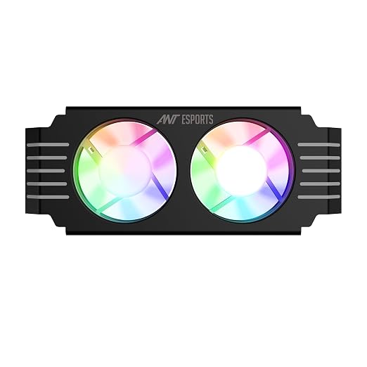 Ant Esports MMR50 RAM Cooler/Radiator Aluminum Heatsink with Dual 50mm 4-Pin PWM & 5V 3-Pin Addressable RGB Cooling Fans for 4 RAM sticks (Black)