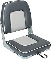 ERGOSEAT Classic Low Back Folding Fishing Boat Seat with Backrest - Marine Grade for Bass Jon Boats, 250 lbs Capacity