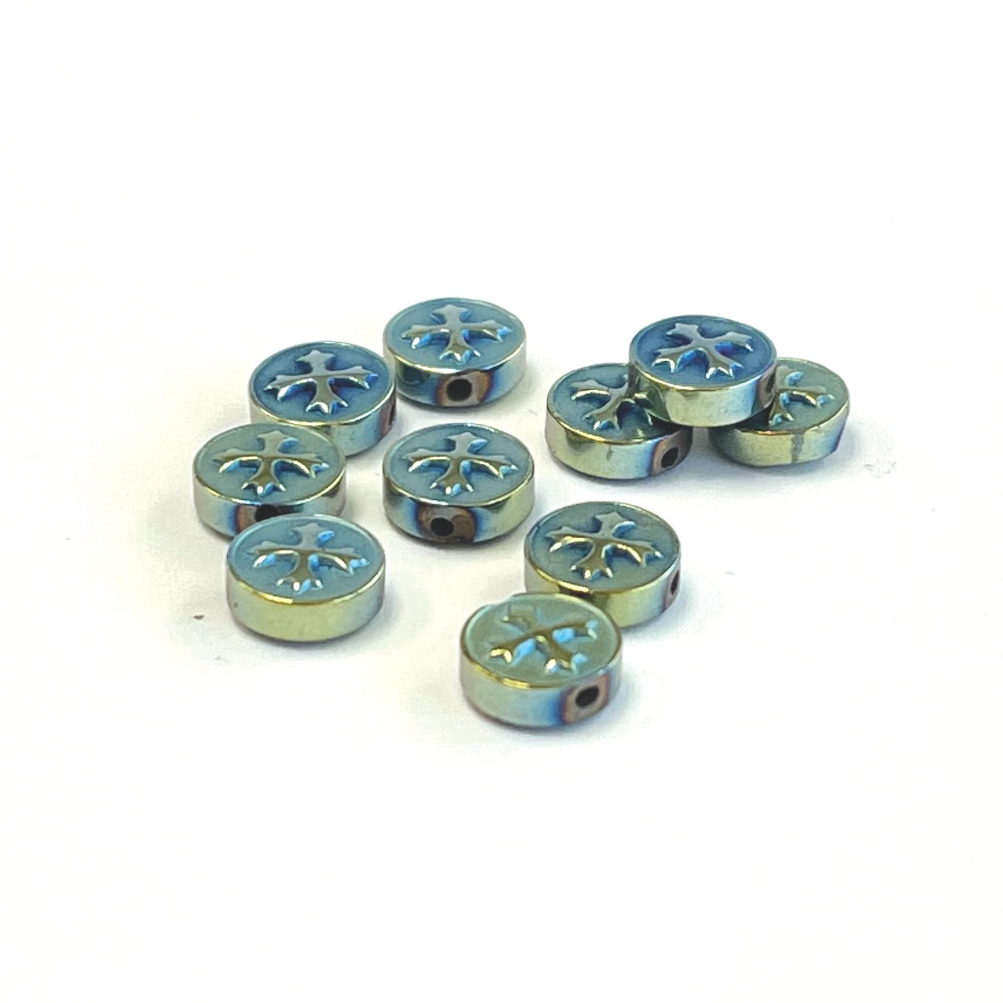 10 Perles en hématite croix vertes 8mm pour fabrication de bijoux