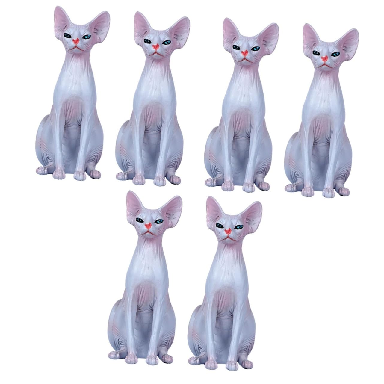 ABOOFAN 6piezas Estatua De Gato Sin Pelo Decorativa Conjunto De Figura De Gato Adorno para Interiores y Exteriores Decoración De Fiestas