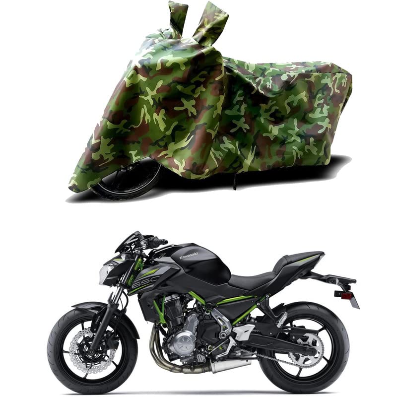 Image of 100% Water Resistant Full Bike Scooty Two Wheeler Body Cover Compatible for KawasaZ650 STD /UV-Rays /Heat Protection /Birds Dropping /Scratchproof /Dust Proof /Waterproof /All Varients[Green MJ]