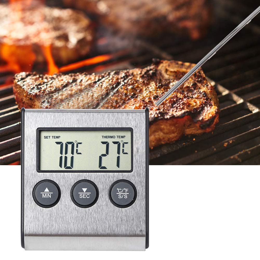 Termometr cyfrowy z funkcją timera Termometr do grillowania z sondą temperatury do gotowania na grillu Licznik