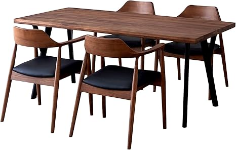 Amazon ダイニングセット 5点セット 165cm ウォールナット オーク モダン 北欧 おしゃれ 高級 無垢 天然木 ダイニングテーブル ダイニングチェア 4人 4脚 アリスd Br天板xbk Br椅子 ダイニングセット オンライン通販
