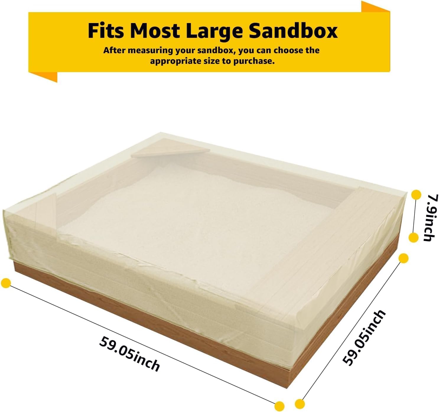 Sandbox Cover, 420D Oxford Heavy Duty Waterproof Sand Box Cover, Outdoor Garden Square Sandbox Cover for Kids Protect Sandbox Sand and Toys(Begie,70" X 70" X 8")