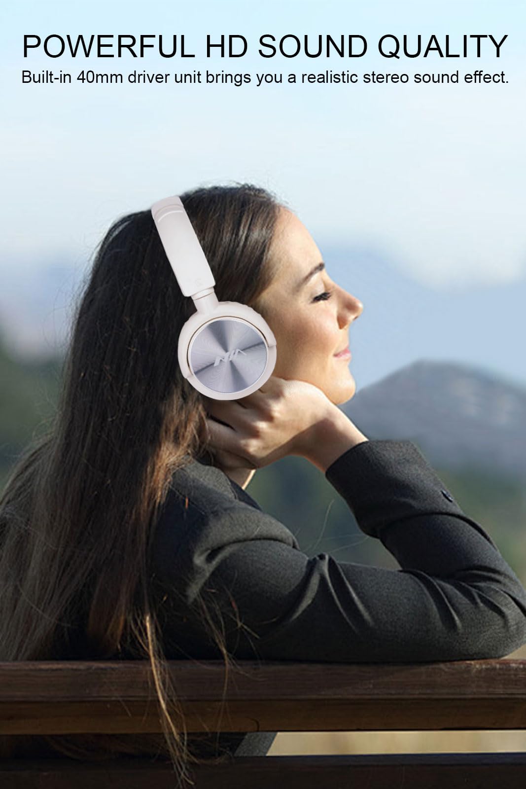 XuanGui Wireless Bluetooth On Ear Headphones, Hi-Fi Stereo Sound Wireless Headphones with Mic, 12H Playtime, Bluetooth 5.3 - Image 2