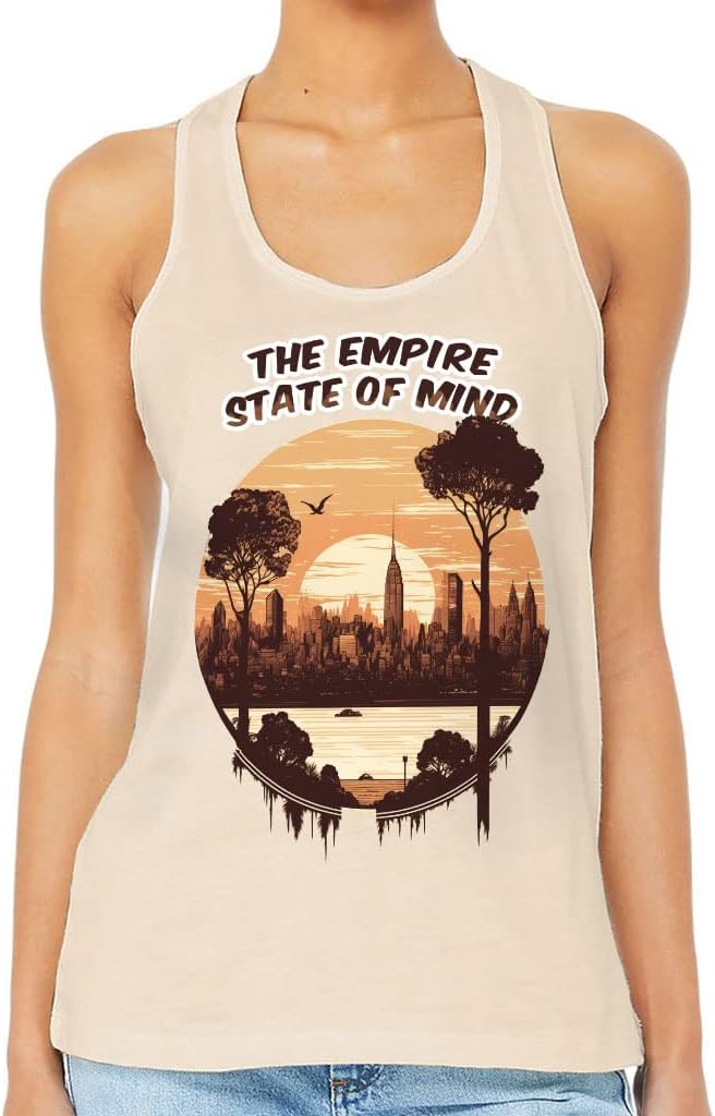 The Empire State of Mind Women's Racerback Tank - New York Print Tank Top - Graphic Workout Tank