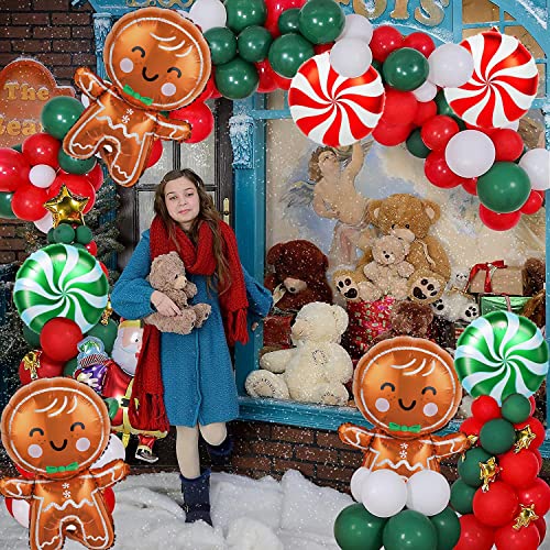 Gingerbread Man Balloons And Christmas Candy Balloons Lollipop Gingerbread Foil Balloons For Christmas Birthday New Year Eve Party Decorations, 9 Pcs #TOP1