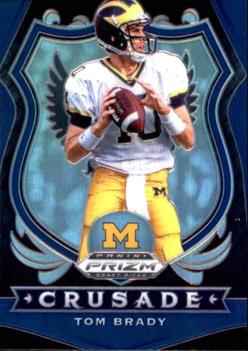 2020 Panini Prizm Draft Prizms Blue #100 Tom Brady Crusade Michigan Wolverines Football Trading Card