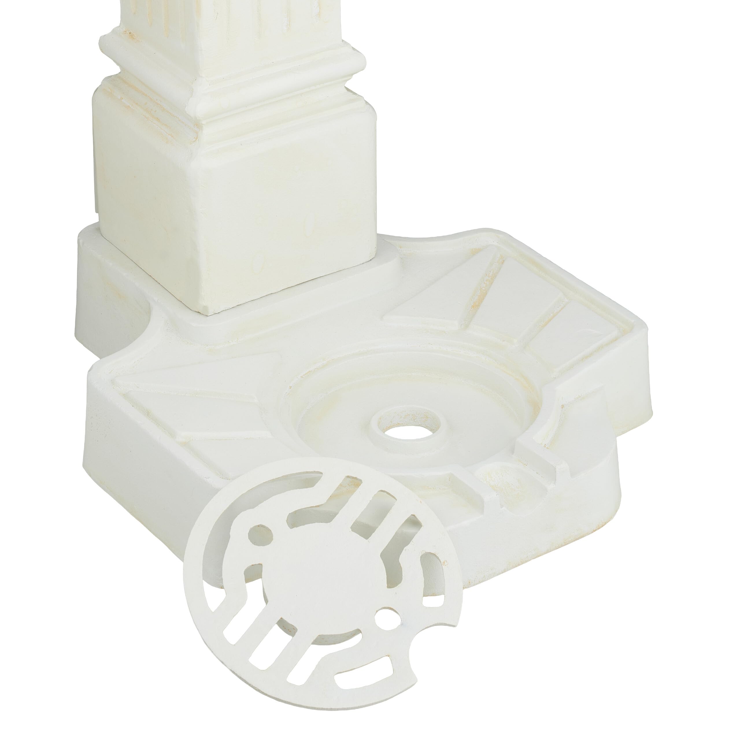 Relaxdays Fuente de Pie Antigua Aluminio Fundido 93x47x38 cm Blanco Latón