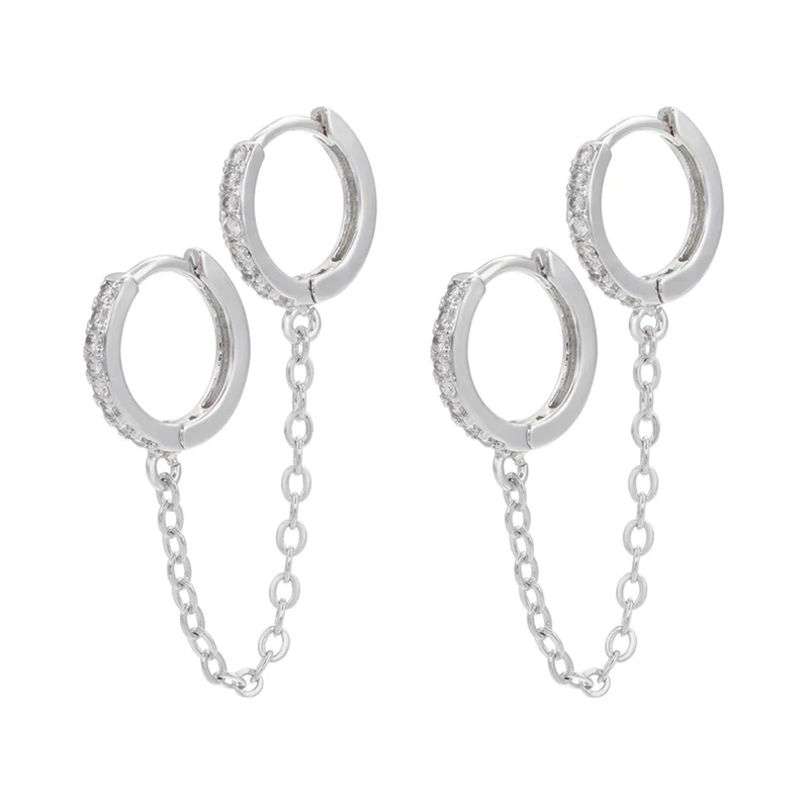Boucles d'oreilles chaine double clou pour vos soirées et looks urbains