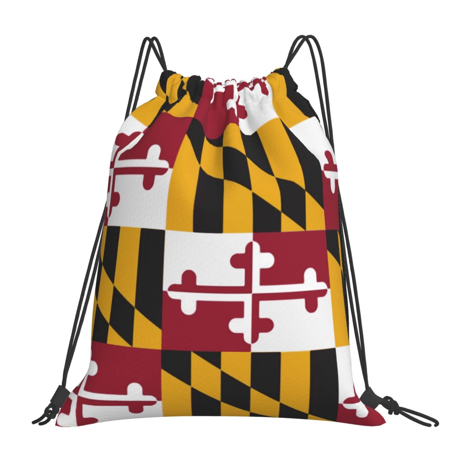 Richugui Unisex Black Drawstring Backpack Maryland State Flag Backpacks Swim Bag For Beach Drawstring Bags Drawstring Backpack Sports Gym Bag For Women Men