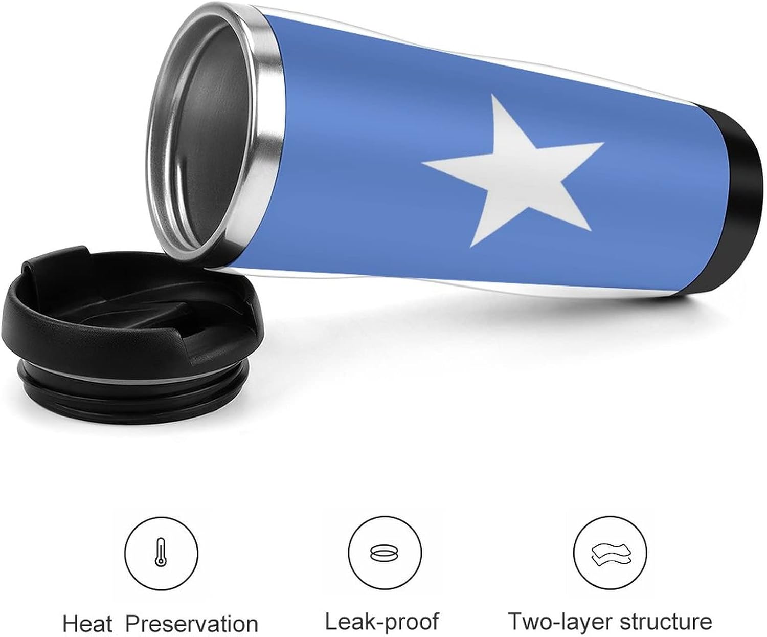 Mens Car Cup Somalia Flag Water Bottle Large Capacity Coffee Cup